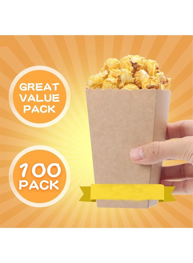 DUNISO 100 Popcorn Boxes, Cardboard Cup Container Bucket, Suitable for Cinema Carnival Birthday Party Supplies, Candy Snacks Potato Chips Holder (Kraft Paper Style)5.5x7.5x11cm - Image 5