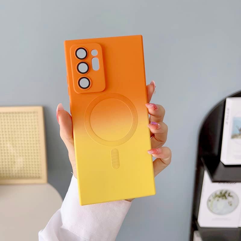 Doowear Galaxy Note 20 Ultra Case Magnetic [Support Magsafe Charger] Wireless Anti-Scratch Shockproof Camera Protection Gradient Silicon Phone Cover Case for Samsung Galaxy Note 20 Ultra 6.9"-Orange - Image 2