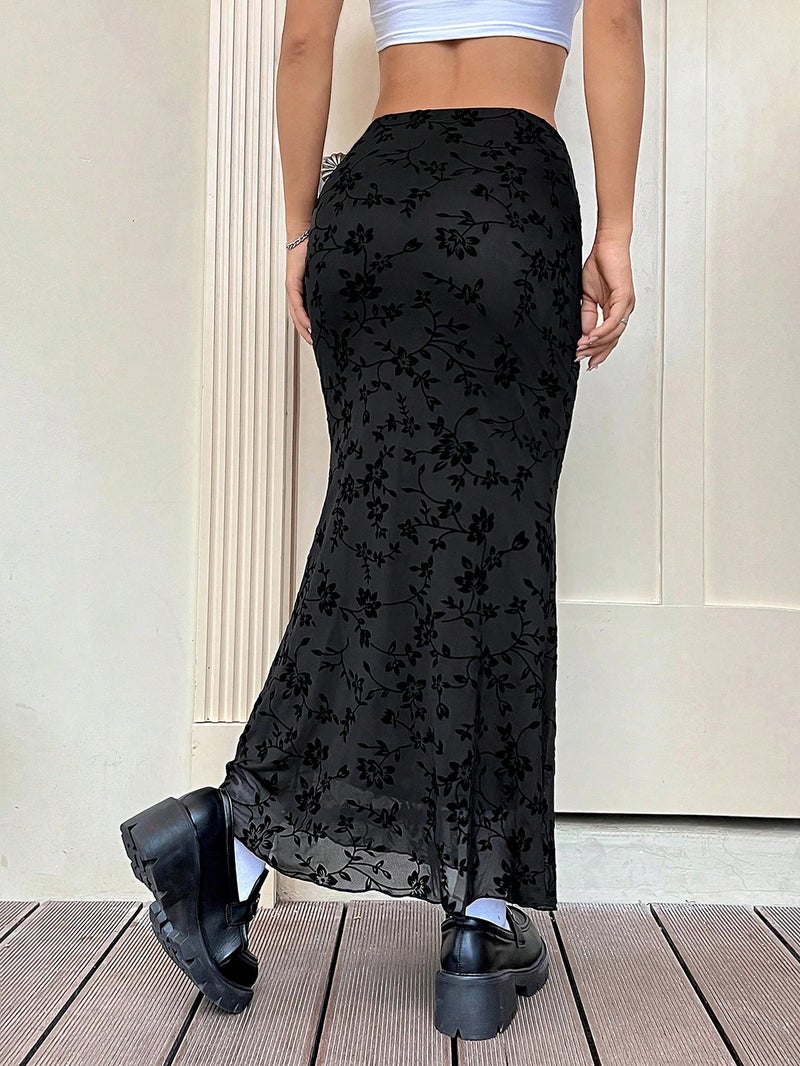 European Style Floral Print Mermaid Skirt Casual Bodycon Midi Skirt - Image 4