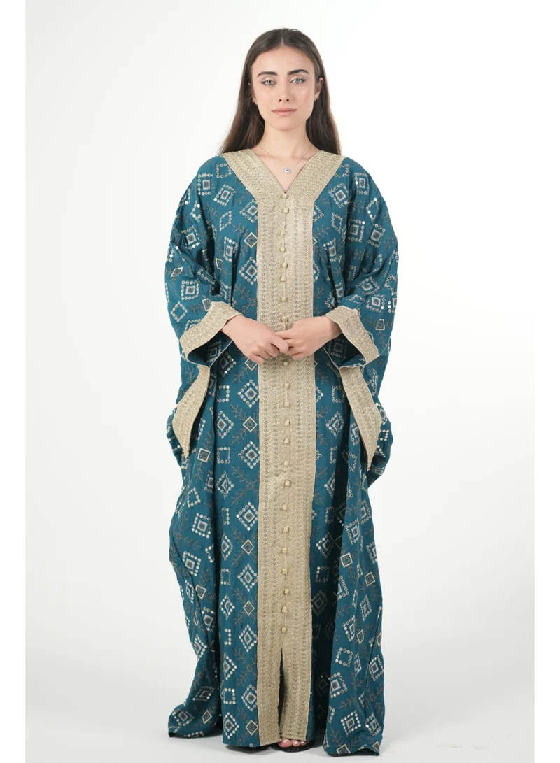 AL BENT AL SHARQIEH Free size women embroidered jalabiya dress with invisible belt