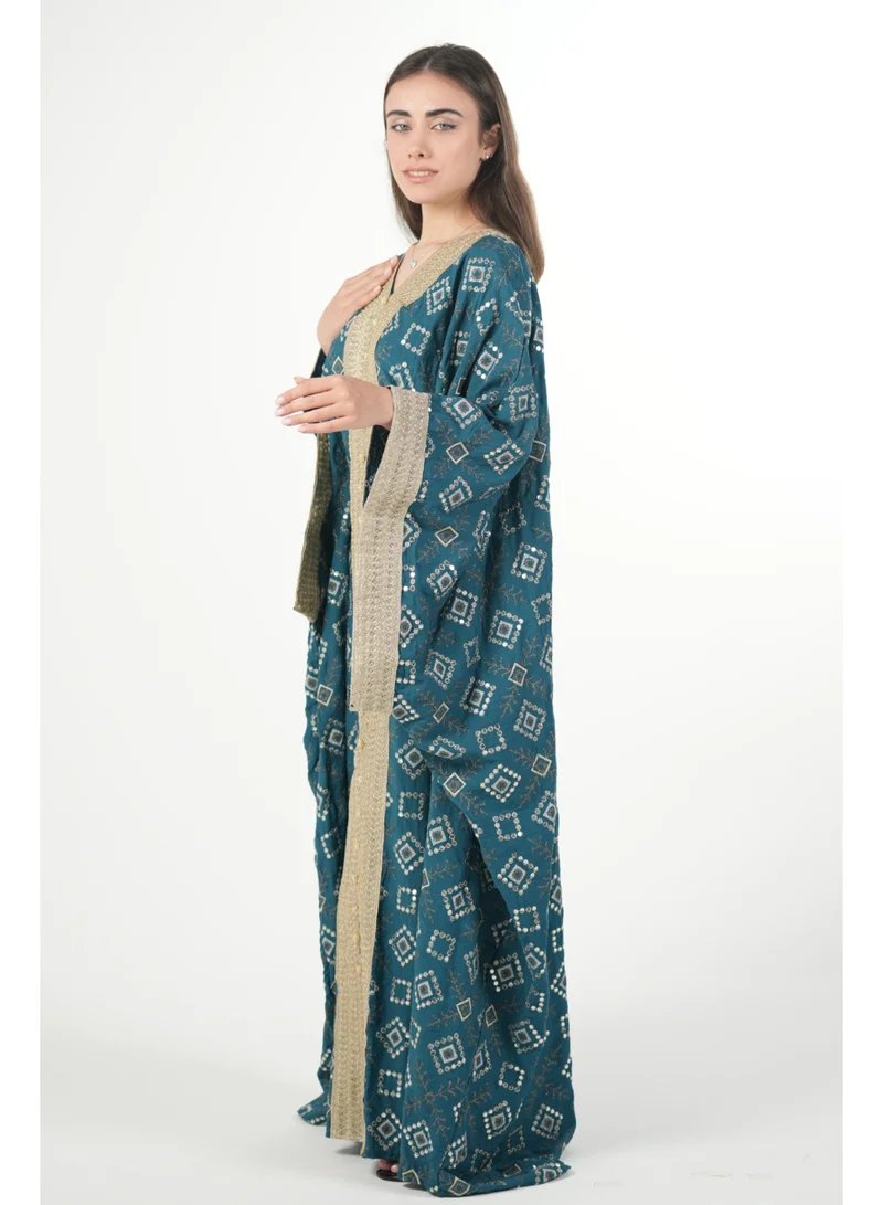 AL BENT AL SHARQIEH Free size women embroidered jalabiya dress with invisible belt