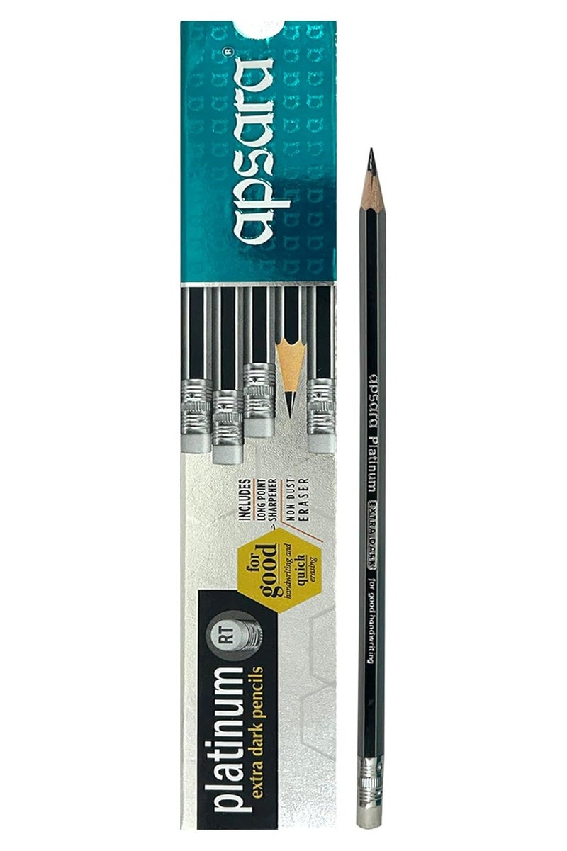 Apsara Platinum 2B Extra Dark Pencils | 12-Piece Pack with Sharpener - Image 1