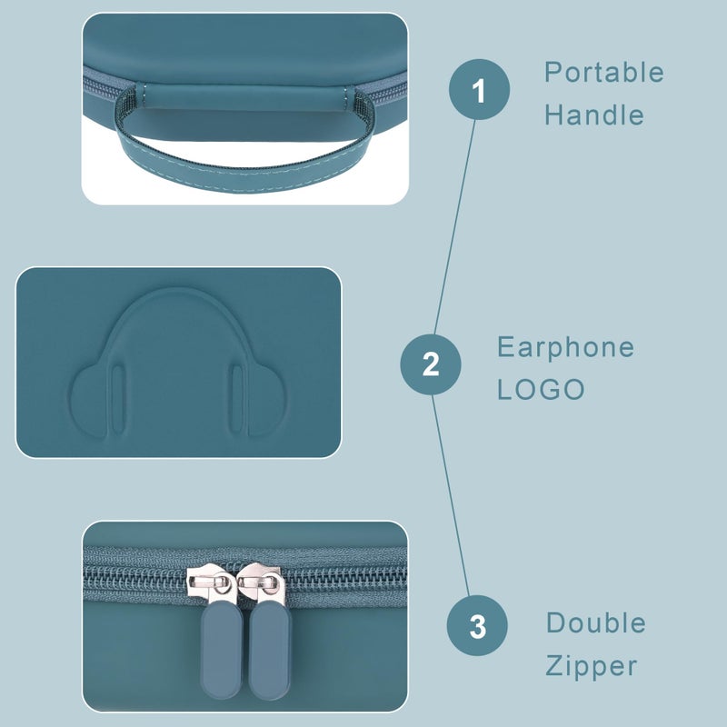 stukcaze Headphone Case for AirPods Max Hard Portable Over Ear Headphone Carrying Case, Wireless Headphone Storage Protective Case for Travel Home (Blue) - Image 5