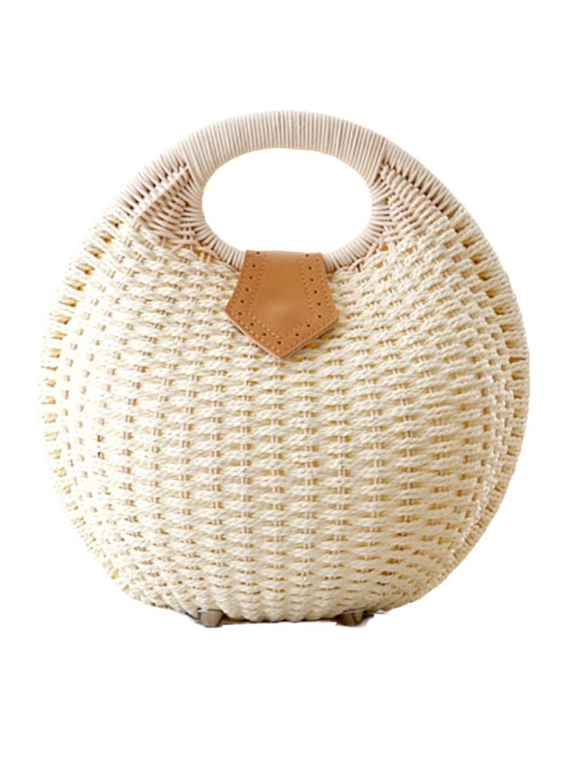 Generic - Trendy Fashion Rattan Straw woven shell round shape summer beach handbags for women - Image 1