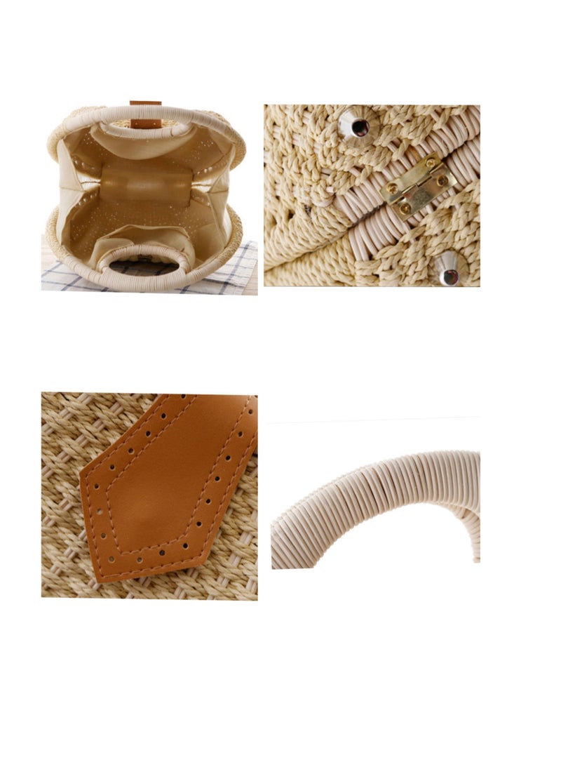 Generic - Trendy Fashion Rattan Straw woven shell round shape summer beach handbags for women - Image 1