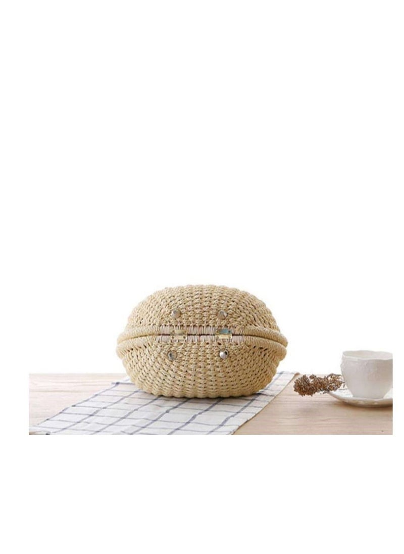 Generic - Trendy Fashion Rattan Straw woven shell round shape summer beach handbags for women - Image 1