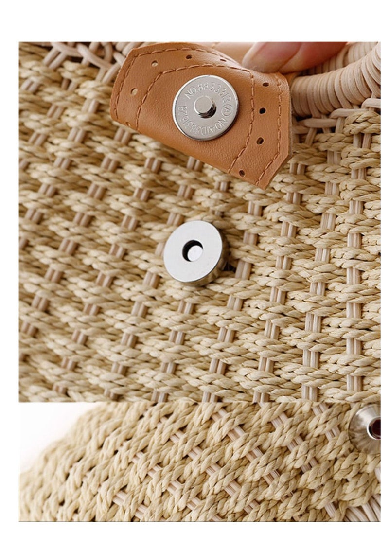 Generic - Trendy Fashion Rattan Straw woven shell round shape summer beach handbags for women - Image 1
