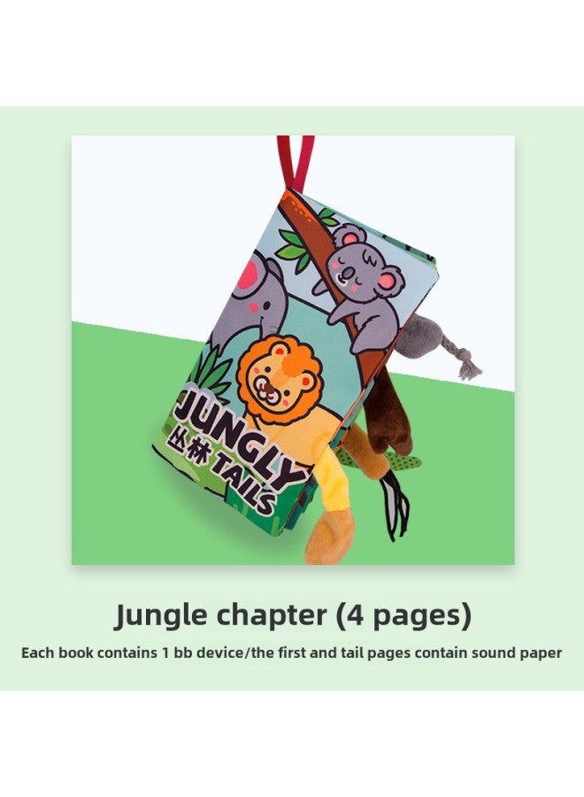 Children's Digital Animal Ringing Paper Cloth Book 0-3 Years Old Infant Toys Educational Enlightenment Early Education Cloth Book Baby Cloth Book-Color: Jungle Tail (4 Pages And 8 Sides Containing Ringing Paper BB Device)  - Image 1