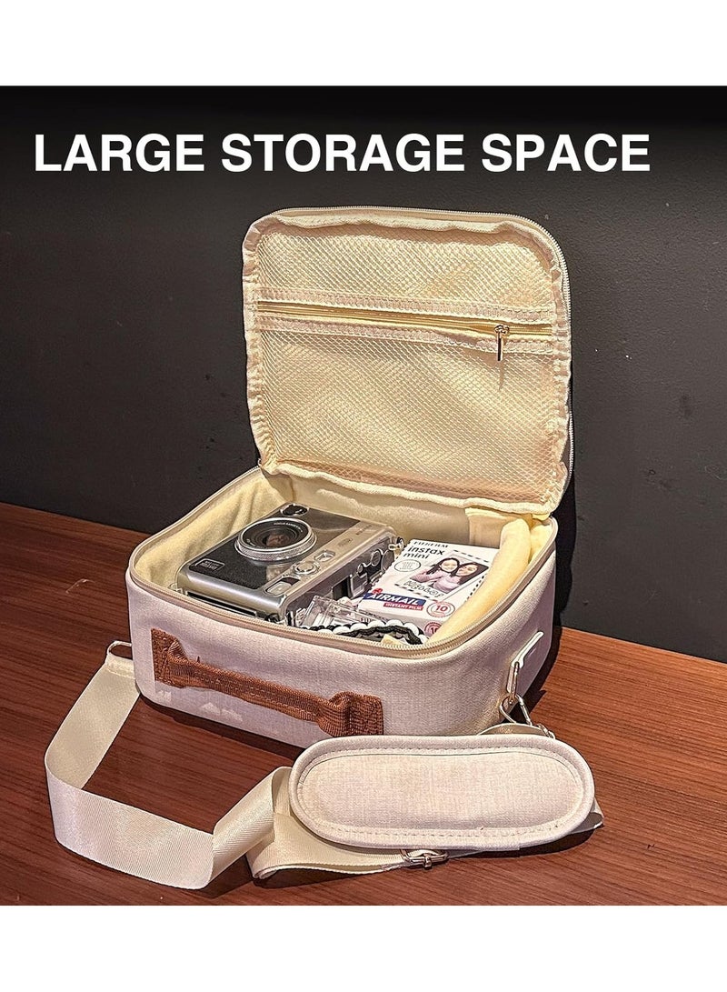 O Ozone Universal Portable Camera Case for Fujifilm Instax Mini 12/11/99/9/EVO/40/90/Link2/DSLR Cameras Protective Camera Bag with Shoulder Strap- Beige  - Image 4