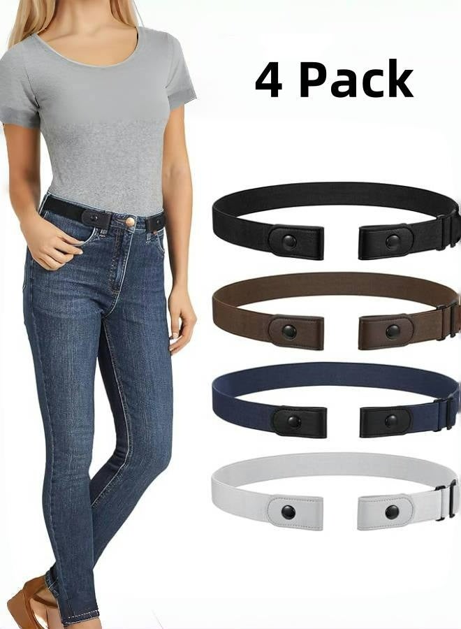 4 Pack No Buckle Invisible Stretch Belt Buckle-Free Elastic Belt for Women and Men - Image 1