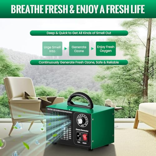 HANNEA® Ozone Generator 60,000mg/h High-Output Ozone Generator Portable with Handle Plug and Go Household Use for Odor Removal Air Purification - Image 4