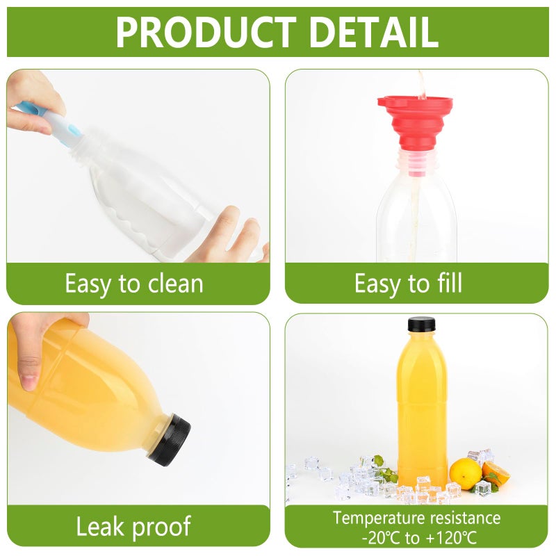 zmybcpack 6 Pack 32 oz PP Heat-Resistant Plastic Juice Bottles With Caps-Plastic Smoothie Bottles-Reusable Bulk Beverage Containers with Lids For Juicing, Milk(Dishwasher Safe) - Image 4
