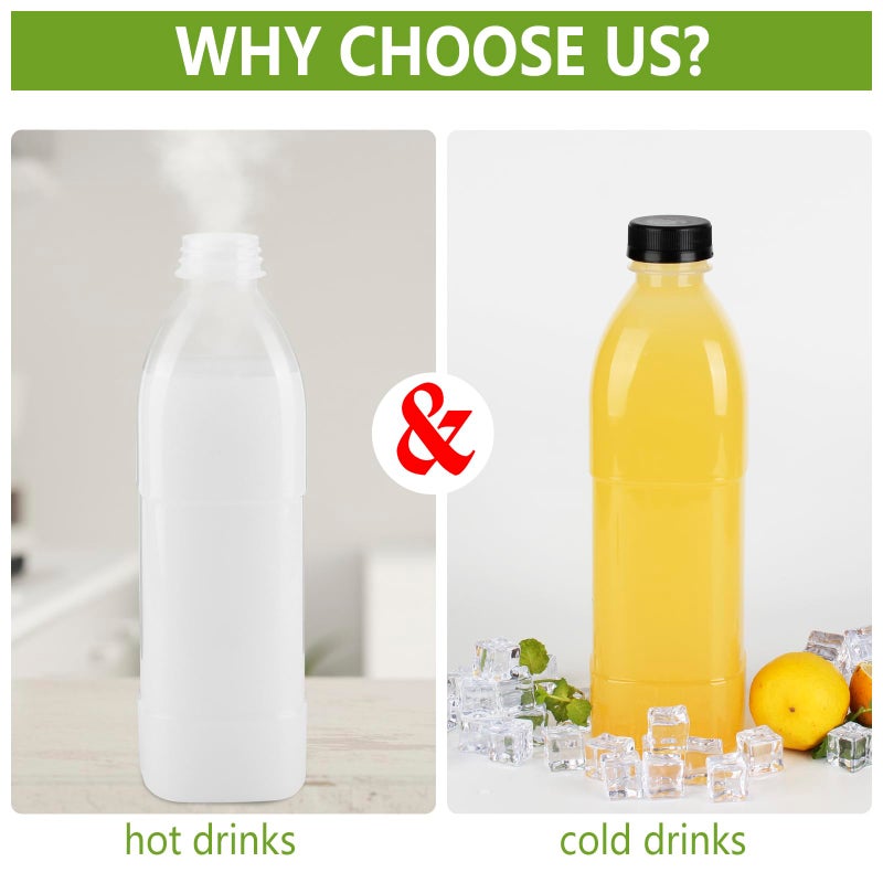 zmybcpack 6 Pack 32 oz PP Heat-Resistant Plastic Juice Bottles With Caps-Plastic Smoothie Bottles-Reusable Bulk Beverage Containers with Lids For Juicing, Milk(Dishwasher Safe) - Image 5