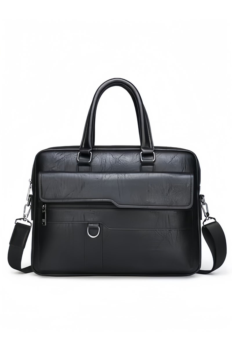 GGEROU Men Briefcase Laptop Messenger Bag PU Leather Handbag Laptop Tote Bag fit 15.6 inch Laptop Shoulder Bag Black - Image 1