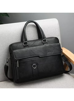Jeep Men Briefcase Laptop Messenger Bag PU Leather Handbag Laptop Tote Bag fit 15.6 inch Laptop Shoulder Bag Black  - Image 2