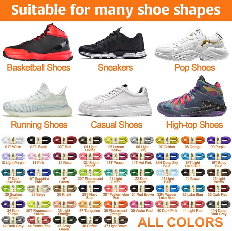 DELELE 2 Pair Oval Athletic Shoelaces - 51 Inch White Replacement Shoe Strings - Image 4