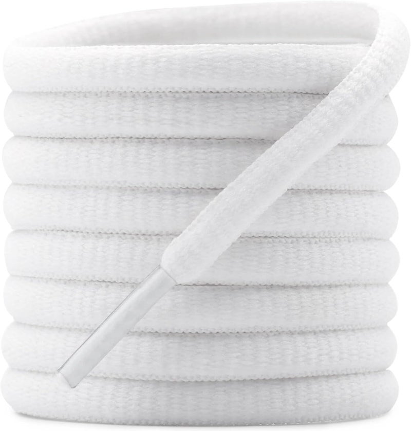 DELELE 2 Pair Oval Athletic Shoelaces - 51 Inch White Replacement Shoe Strings - Image 1