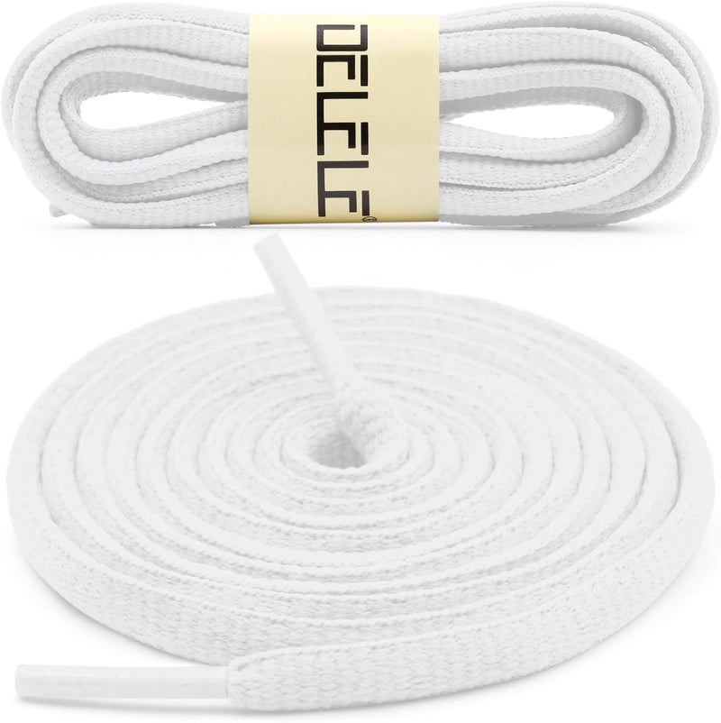 DELELE 2 Pair Oval Athletic Shoelaces - 51 Inch White Replacement Shoe Strings - Image 2