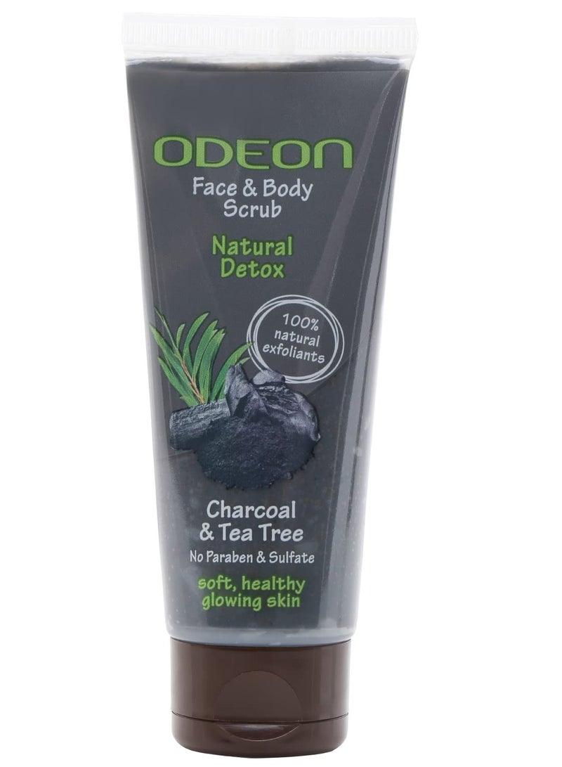 ODEON Face and Body Scrub 100ml (Charcoal and Tea Tree) - Image 1