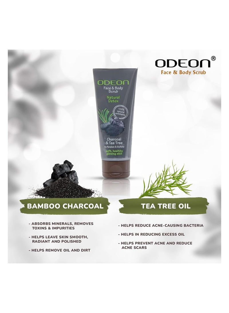 ODEON Face and Body Scrub 100ml (Charcoal and Tea Tree) - Image 3