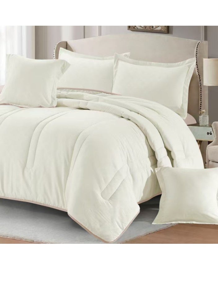 SMART HOME Summer Double Comforter Fits 200x200 cm - 6 Piece Luxury Microfiber Comforter Set, 100% Microfiber Comforter, Reversible Bedspread Set, Double Filled Bedspread Set, 6 Piece Sleeping Set (1 Filled Comforter + 1 Mattress Protector + 2 Pillowcases + 2 Square Decorative PillowCase) Bedspread Size 240x260 cm and Mattress Protector Size 200x200 cm - Image 2