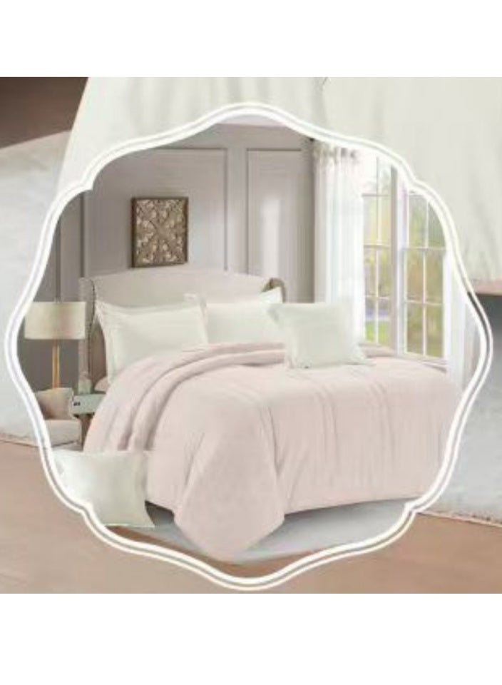 SMART HOME Summer Double Comforter Fits 200x200 cm - 6 Piece Luxury Microfiber Comforter Set, 100% Microfiber Comforter, Reversible Bedspread Set, Double Filled Bedspread Set, 6 Piece Sleeping Set (1 Filled Comforter + 1 Mattress Protector + 2 Pillowcases + 2 Square Decorative PillowCase) Bedspread Size 240x260 cm and Mattress Protector Size 200x200 cm - Image 5