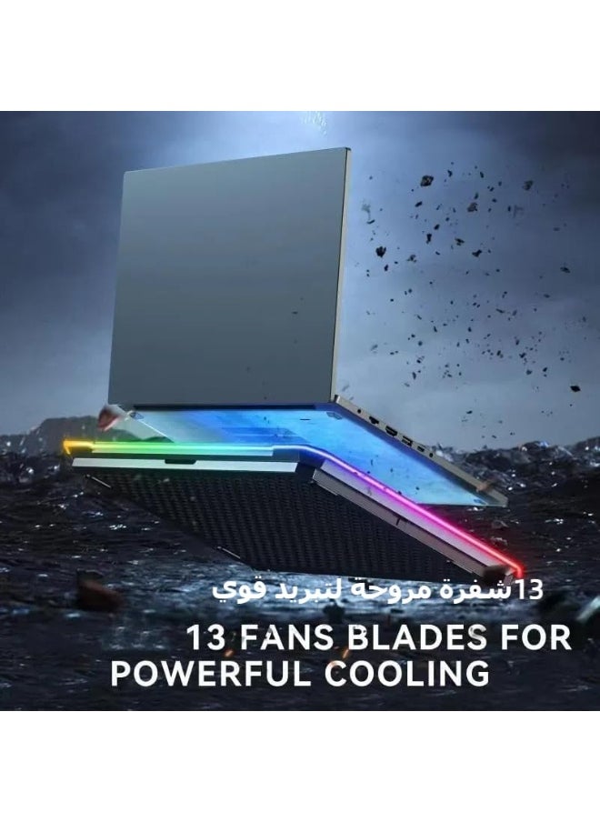 XICEN Laptop Cooling Pad Gaming Laptop Cooler, Laptop Fan Cooling Stand with 13 Quiet Cooling Fans for 15.6-17.3 inch laptops, 9 Height Stand, LED Lights & LCD Screen, 2 USB Ports, Lap Desk Use  - Image 4