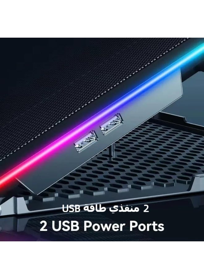 اكسيسن - مبرد كمبيوتر محمول، وسادة تبريد للكمبيوتر المحمول للألعاب, مع 13 مروحة تبريد هادئة، 9 حوامل ارتفاع، أضواء LED وشاشة LCD، 2 منفذ USB، لأجهزة الكمبيوتر المحمول مقاس 15.6 إلى 17.3 بوصة ، يمكن استخدامها على المكتب - Image 1