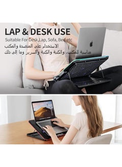 اكسيسن مبرد كمبيوتر محمول، وسادة تبريد للكمبيوتر المحمول للألعاب, مع 13 مروحة تبريد هادئة، 9 حوامل ارتفاع، أضواء LED وشاشة LCD، 2 منفذ USB، لأجهزة الكمبيوتر المحمول مقاس 15.6 إلى 17.3 بوصة ، يمكن استخدامها على المكتب  - Image 2