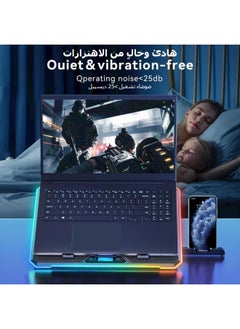 اكسيسن مبرد كمبيوتر محمول، وسادة تبريد للكمبيوتر المحمول للألعاب, مع 13 مروحة تبريد هادئة، 9 حوامل ارتفاع، أضواء LED وشاشة LCD، 2 منفذ USB، لأجهزة الكمبيوتر المحمول مقاس 15.6 إلى 17.3 بوصة ، يمكن استخدامها على المكتب  - Image 5