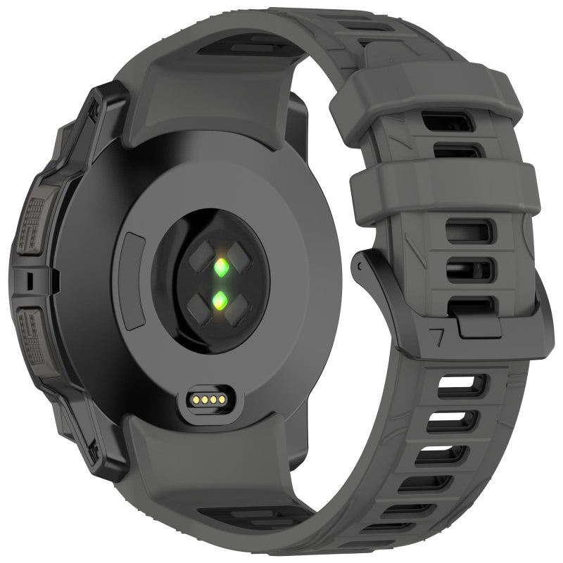 إيروريكس لساعة Garmin Instinct 3 Amoled / Solar 45 مم سوار سيليكون رياضي بلونين (رمادي + أسود) - Image 2