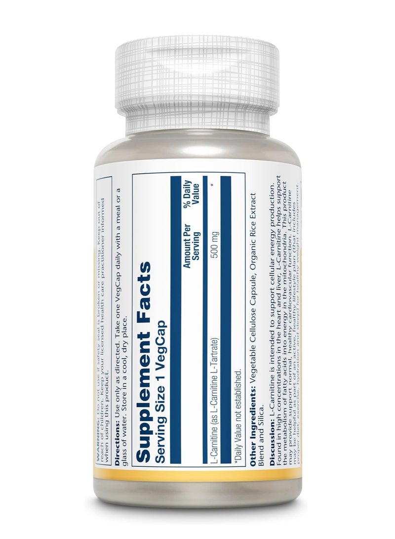 SOLARAY L-Carnitine 500mg – Energy & Metabolism Support – 60 Vegetarian Capsules - Image 2
