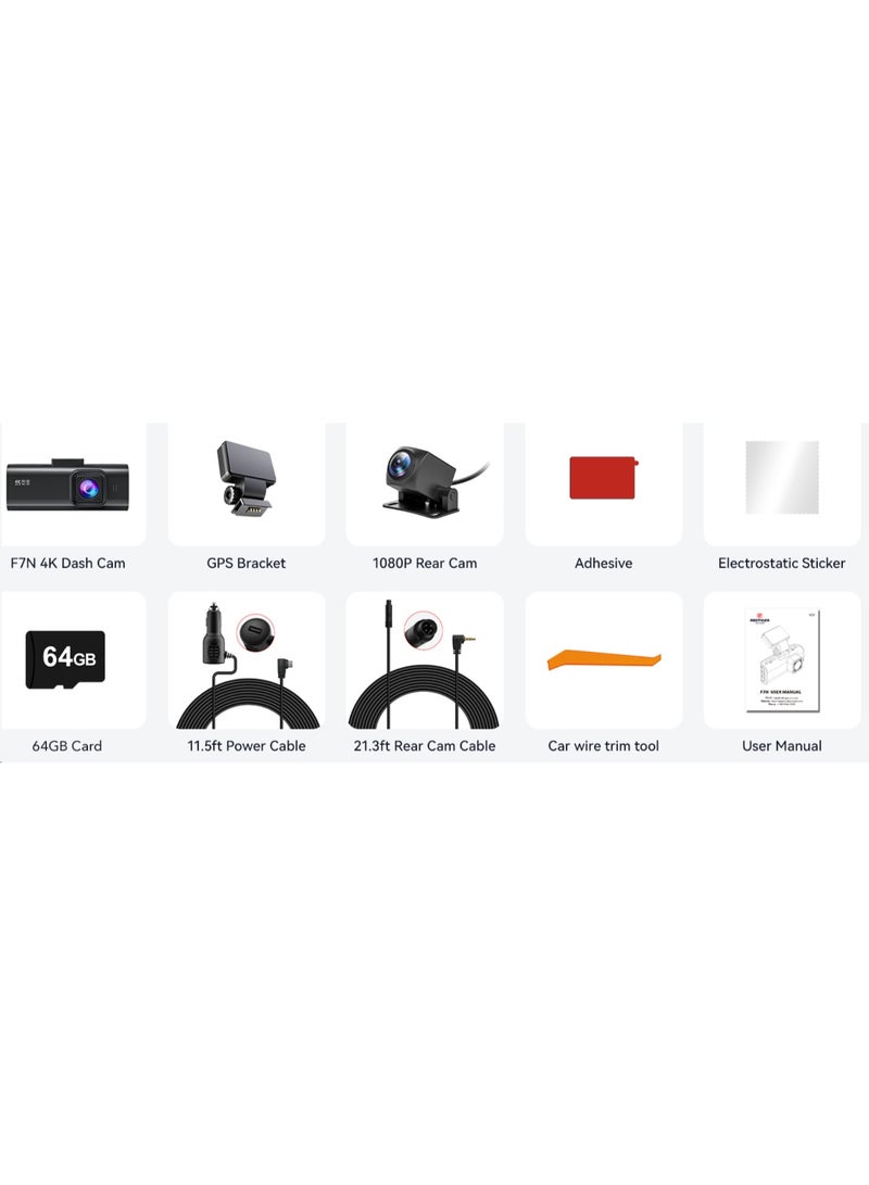 RedTiger F7N 4K Dash Cam with 1080P Rear Camera - Image 3