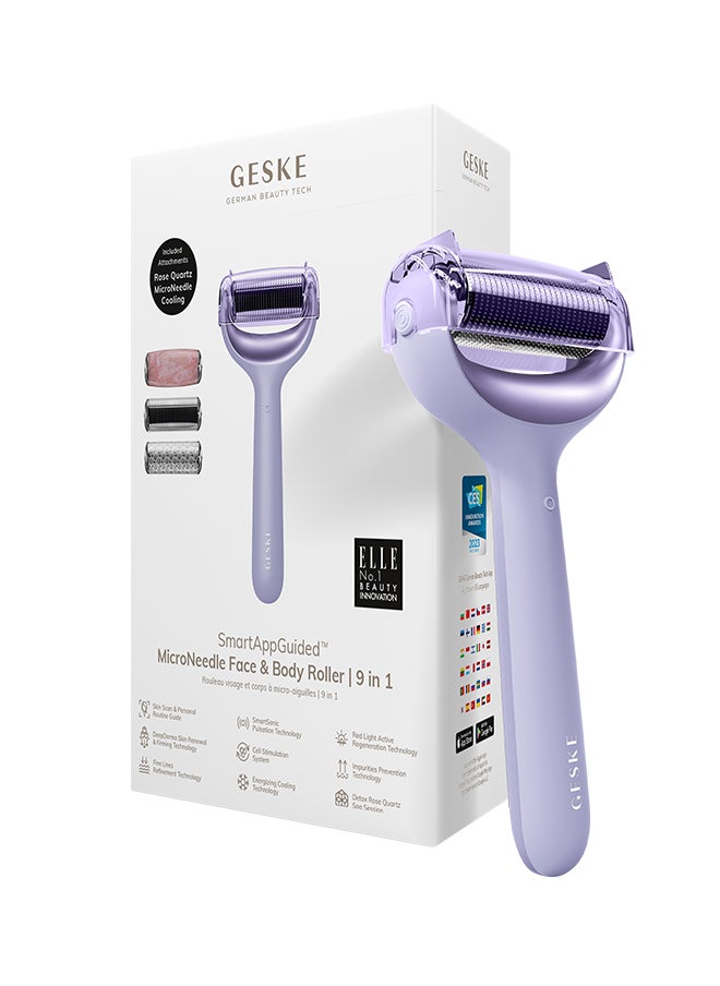 GESKE SmartAppGuided Microneedle Face and Body Roller 9 In 1 Purple  - Image 1