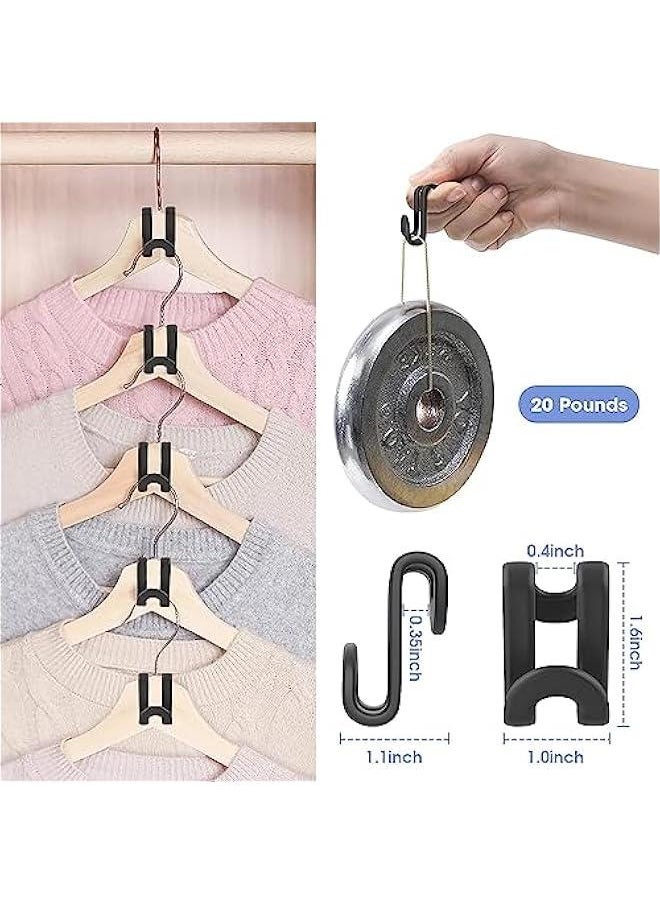 FYLX 80 Clothes Hanger Connector Hooks Cascading Hangers e Saving Plastic Hanger Hooks e Saver Extender Cli for Veet Wooden Plastic Metal Hangers Heavy Duty Clothes Closet Black  - Image 2