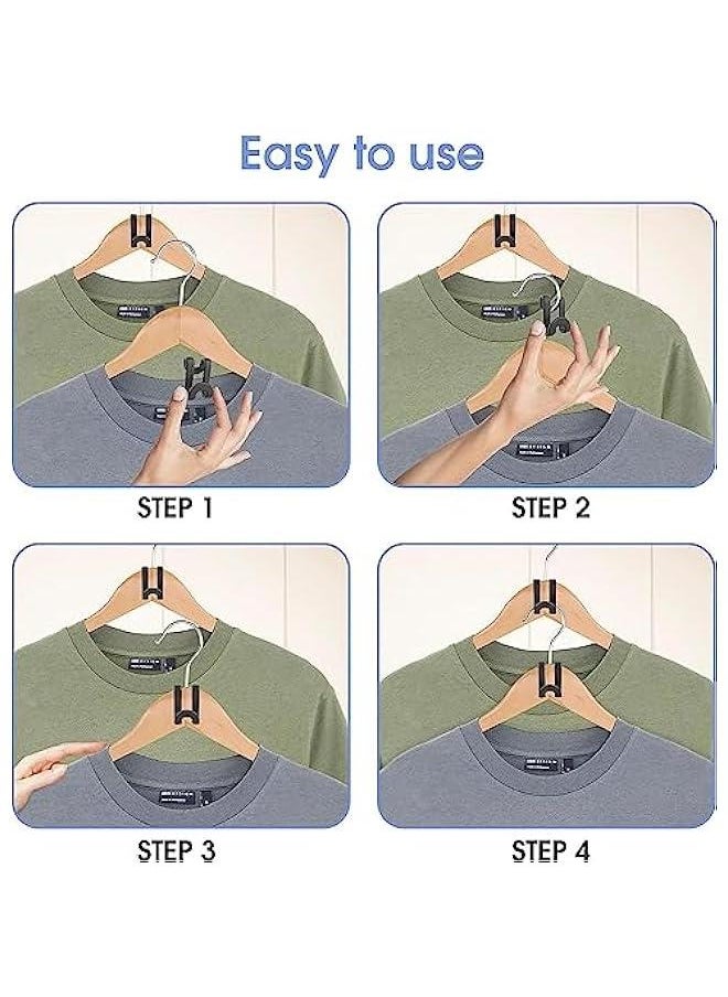 FYLX 80 Clothes Hanger Connector Hooks Cascading Hangers e Saving Plastic Hanger Hooks e Saver Extender Cli for Veet Wooden Plastic Metal Hangers Heavy Duty Clothes Closet Black  - Image 3