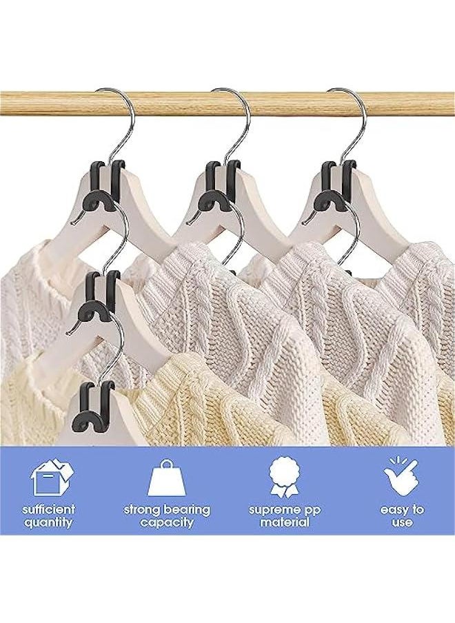 FYLX 80 Clothes Hanger Connector Hooks Cascading Hangers e Saving Plastic Hanger Hooks e Saver Extender Cli for Veet Wooden Plastic Metal Hangers Heavy Duty Clothes Closet Black  - Image 4