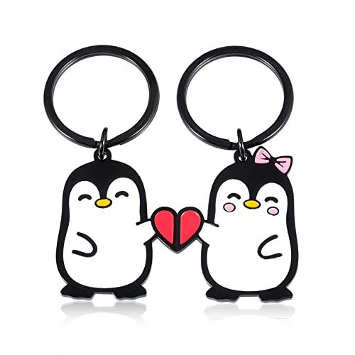 Fleure Esme Penguin Couple Valentines Day Gift for Him Her Boyfriend Girlfriend Matching Lovers Cute Keychain for Husband Wife One Year Anniversary Birthday Wedding Best Friend - Image 1