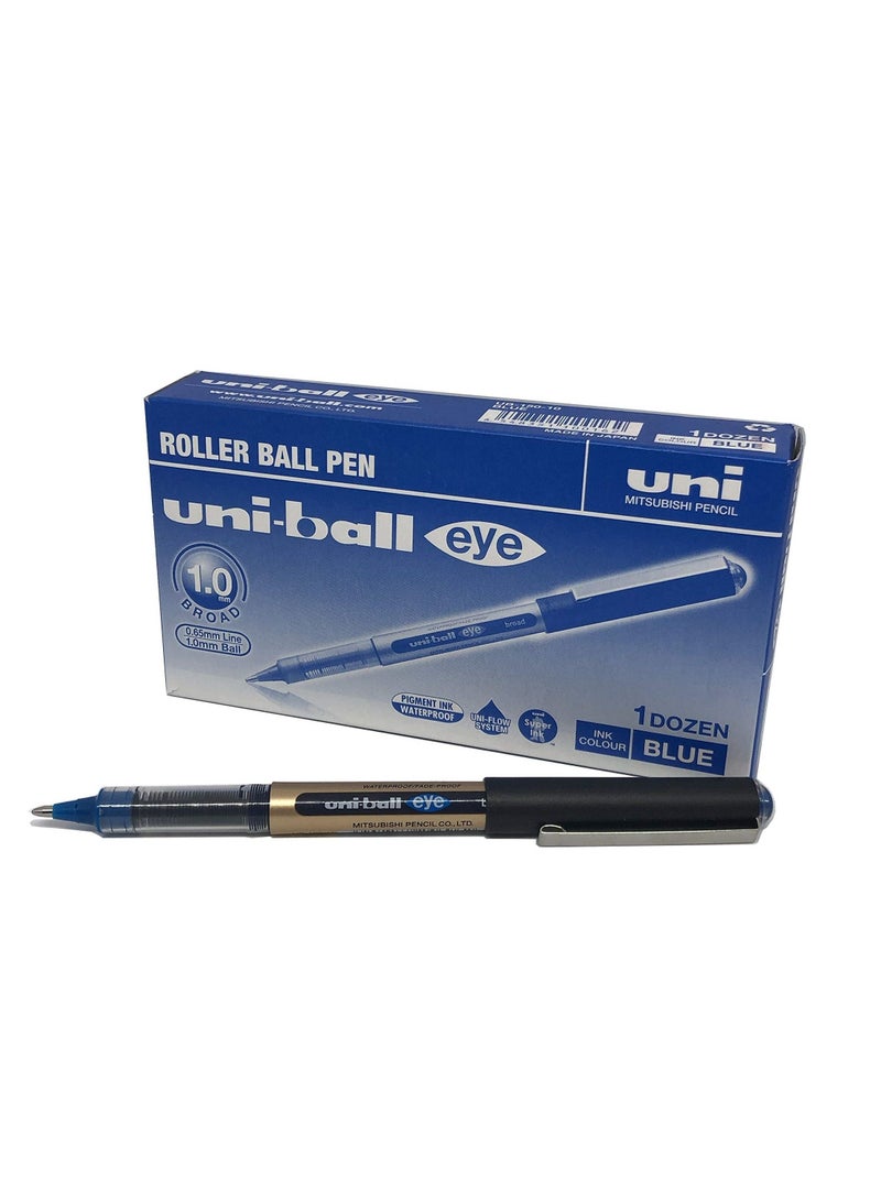 Uniball قلم حبر عريض من 12 قطعة برأس 1.0 مم وحبر أزرق - Image 1