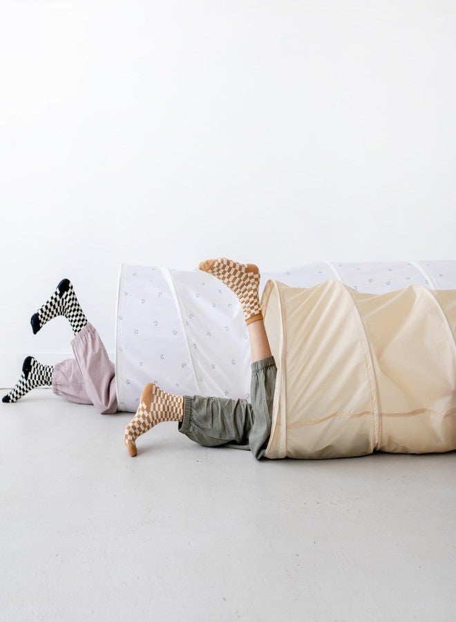3 Sprouts Kids Play Tunnel - Pop Up Collapsible Tunnels with Recycled Fabric - Fun Crawling Tunnel for Toddler, Baby, Children to Crawl Through, Gross Motor Toy for Indoor Play - Beige - Image 4