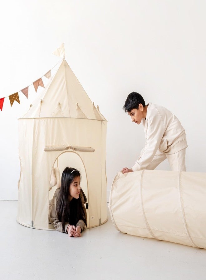 3 Sprouts Kids Play Tunnel - Pop Up Collapsible Tunnels with Recycled Fabric - Fun Crawling Tunnel for Toddler, Baby, Children to Crawl Through, Gross Motor Toy for Indoor Play - Beige - Image 5