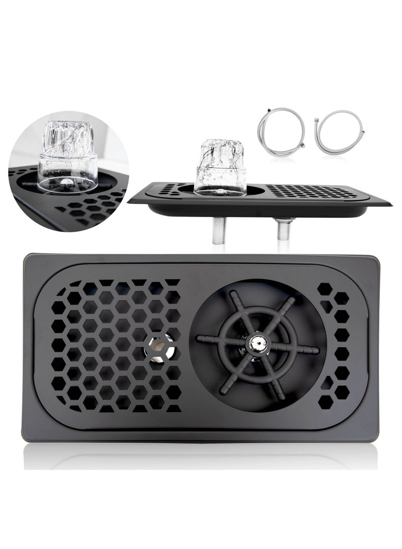 MIBRU Pitcher Milk RINSER with Side Sprays Drain and Drip Tray for Barista Coffee Bar Glass Cup Cleaner Milk Tea Washer Stainless Steel Black Kitchen Sink 32x18cm - Image 1
