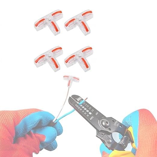 ZIVIK 4 Pcs T-Shape 3 Way Wire Conductor Quick Cable Splitter Electrical Connectors Push-in Terminal Block Universal Wire Connectors for AWG 28-12 Cable, Wire Connector/Wire Jointer Cable Clamp - Image 2