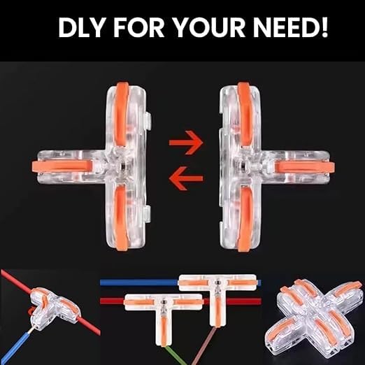 ZIVIK 4 Pcs T-Shape 3 Way Wire Conductor Quick Cable Splitter Electrical Connectors Push-in Terminal Block Universal Wire Connectors for AWG 28-12 Cable, Wire Connector/Wire Jointer Cable Clamp - Image 3
