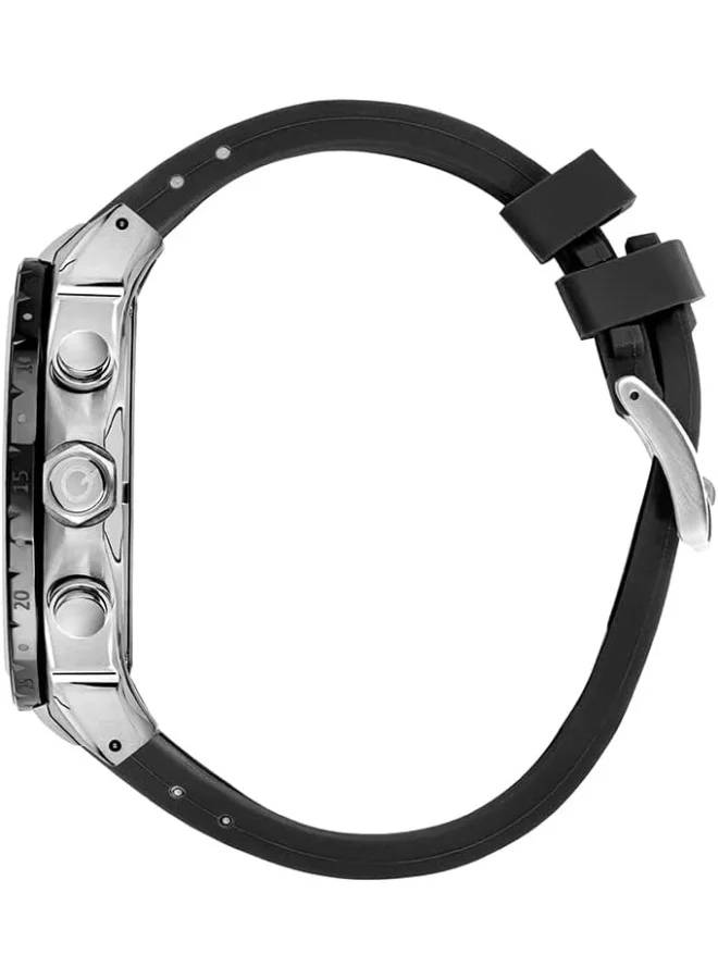 Quantum Men's Quartz Movement Watch, Chronograph Display and Silicone Strap - HNG814.351, Black, Black, Classic