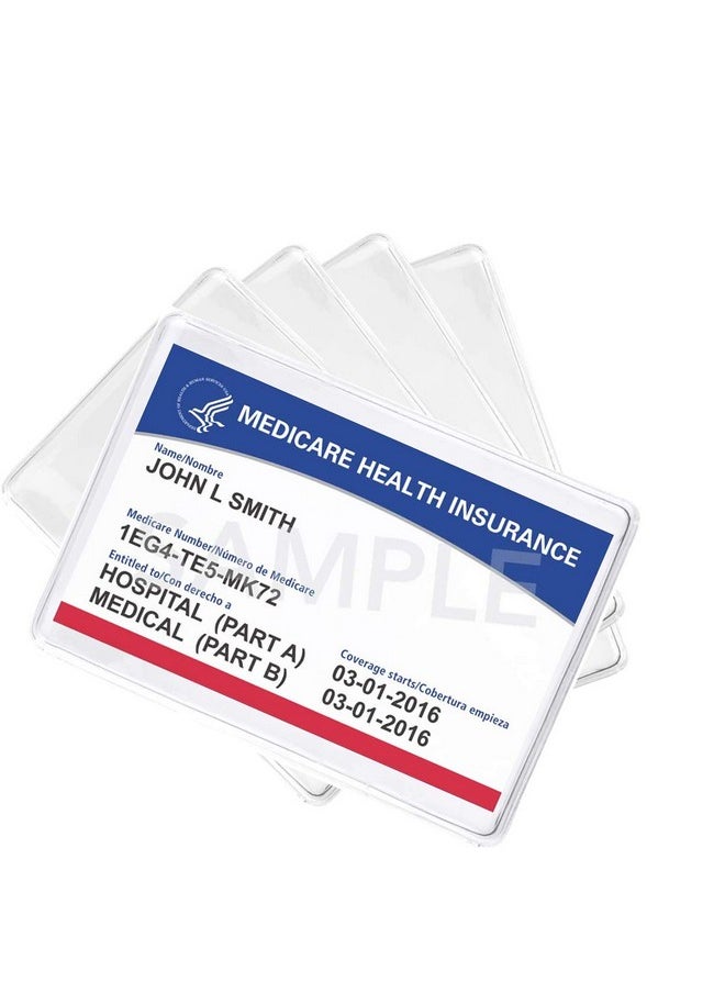 Specialist ID - Ium Medicare Card Protector Sleeves - Durable 2 ⅜ X 3 ⅜ Business Card Holders - Clear Vinyl Plastic Covers For Insurance & Social Security Metro & License Or Credit Cards By - Image 1