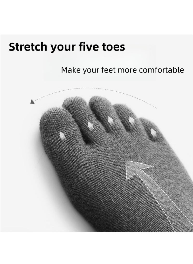 جيفت ٤ أزواج من الجوارب الرجالية ذات الخمسة أصابع، جوارب قطنية فاصلة لأصابع القدم حتى منتصف الساق، رقيقة وجيدة التهوية للربيع والصيف، تمنع الروائح الكريهة والتهاب قدم الرياضي، متينة ومضادة للوبر، تمنع انفصال أصابع القدم. - Image 3