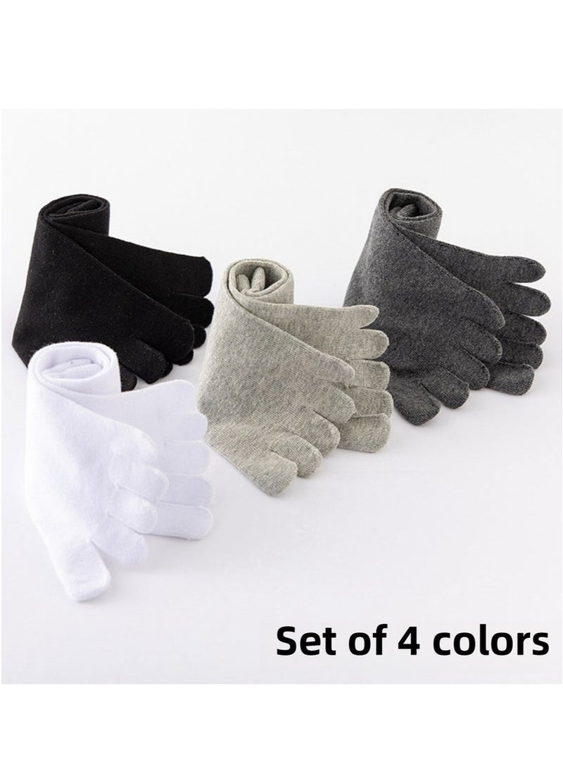 جيفت ٤ أزواج من الجوارب الرجالية ذات الخمسة أصابع، جوارب قطنية فاصلة لأصابع القدم حتى منتصف الساق، رقيقة وجيدة التهوية للربيع والصيف، تمنع الروائح الكريهة والتهاب قدم الرياضي، متينة ومضادة للوبر، تمنع انفصال أصابع القدم. - Image 5