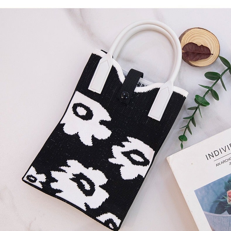 Small Flower Shoulder Bag 2024 Portable Simple Travel Collocation Knitted Handbag Student Casual Bag Large Capacity Mobile Phone - Image 2