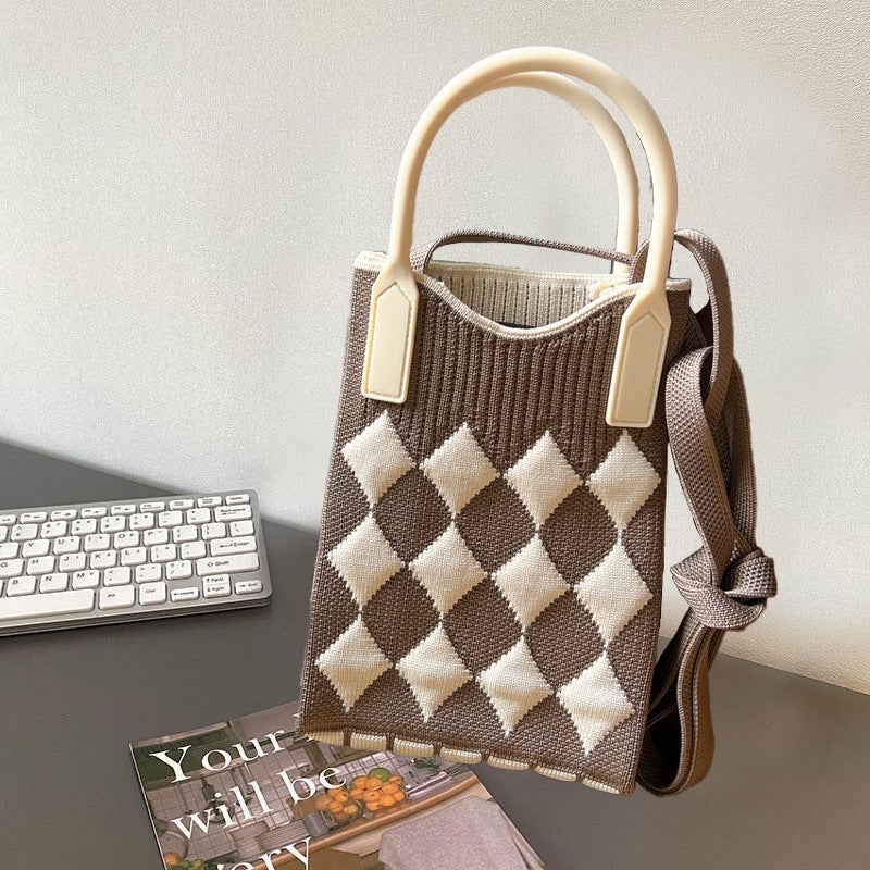 Small Flower Shoulder Bag 2024 Portable Simple Travel Collocation Knitted Handbag Student Casual Bag Large Capacity Mobile Phone - Image 1
